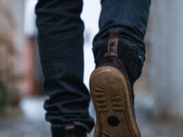 No health authority has ever recommended 10,000 steps Close-up of a person walking on a pavement